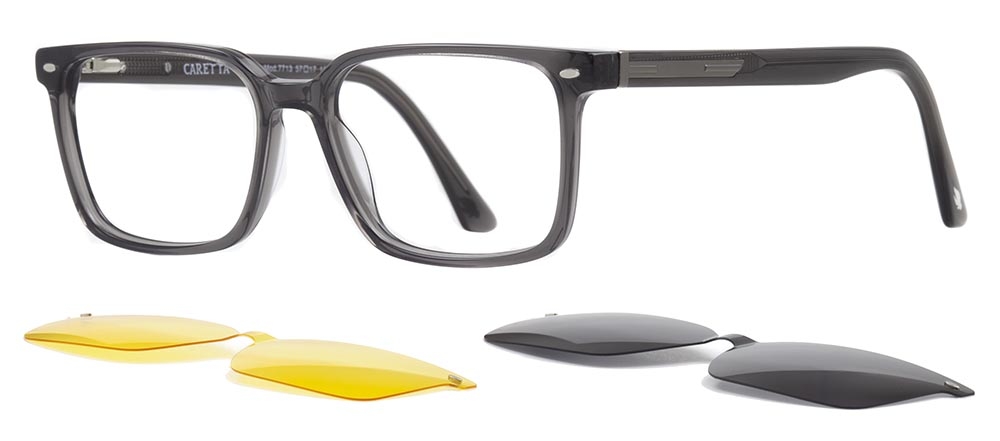 CARETTA CRTTA 7713-C.02 Clipon, Optik Genç,Yetişkin Erkek Köşeli Çerçeveli Asetat - 2