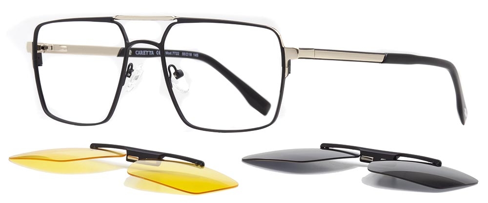 CARETTA CRTTA 7722-C.01 Clipon, Optik Genç Erkek Köşeli Çerçeveli Metal - 2