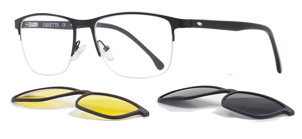 CARETTA CRTTA 7727-C.01 Clipon, Optik Genç,Yetişkin Erkek Köşeli Yarım Çerçeveli Metal - 2