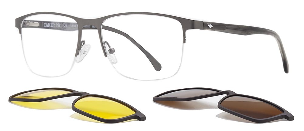 CARETTA CRTTA 7727-C.02 Clipon, Optik Genç,Yetişkin Erkek Köşeli Yarım Çerçeveli Metal - 2