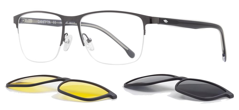 CARETTA CRTTA 7727-C.03 Clipon, Optik Genç,Yetişkin Erkek Köşeli Yarım Çerçeveli Metal - 2