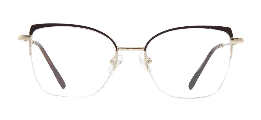 CARETTA CRTTA 7877-C.0403 Optik Genç Kadın Geometrik Yarım Çerçeveli Metal - 1