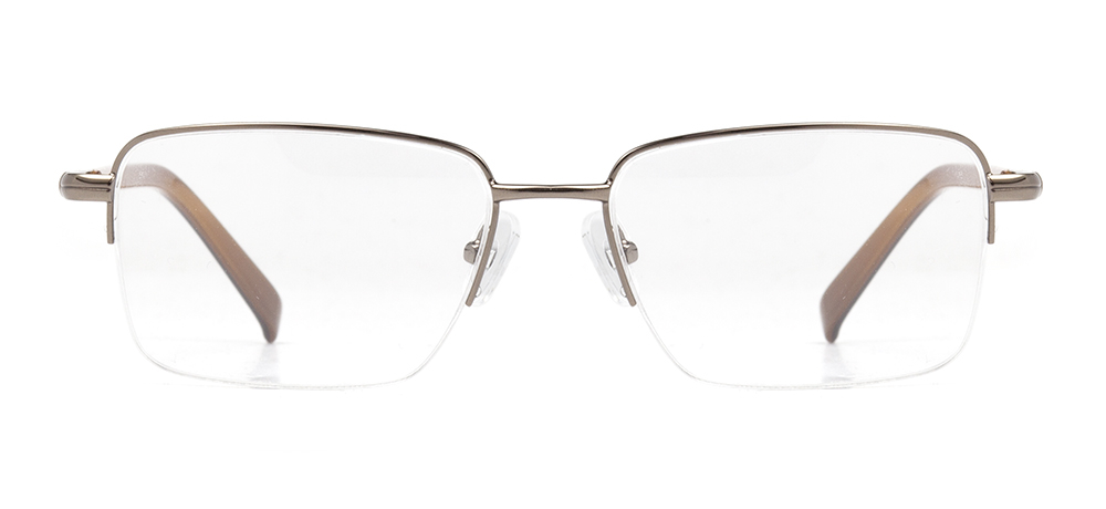 CARETTA CRTTA MTL 7553-C.01 Optik Genç,Yetişkin Erkek Köşeli Yarım Çerçeveli Metal - 1