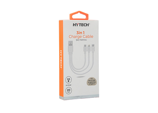 Hytech - Hytech HY-X116 3İN1 20cm 3A Type-C+ Lightning + MİCRO Beyaz Şarj Kablosu (1)