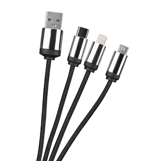 S-link - S-link SL-CP100 20cm 2A MicroUSB+Lightning+TypeC 3 in 1 LED Logolu Şarj Kablosu (1)