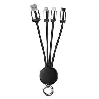 S-link - S-link SL-CP110 20cm 2A MicroUSB+Lightning+TypeC 3 in 1 LED Logolu Şarj Kablosu
