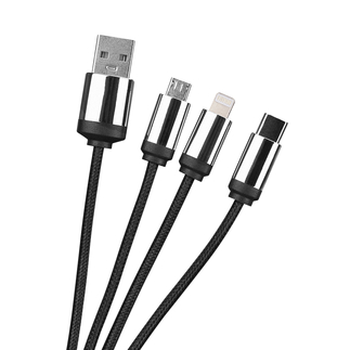 S-link - S-link SL-CP110 20cm 2A MicroUSB+Lightning+TypeC 3 in 1 LED Logolu Şarj Kablosu (1)